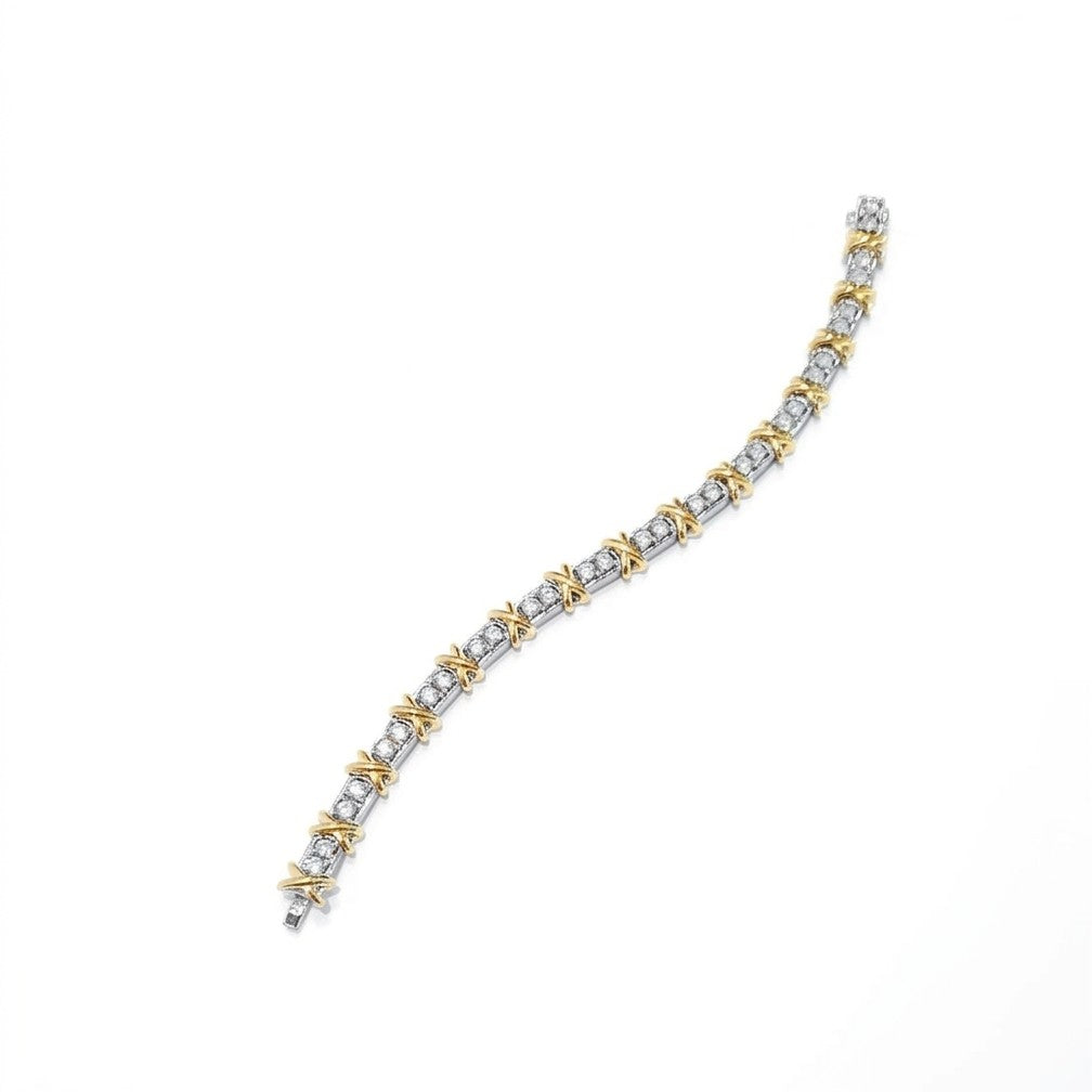7ola accessories Tiffany 16 Stone Bracelet – gold-plated bracelet with 16 brilliant-cut stones on white background