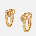 Bulgari Serpenti gold-plated hoop earrings with cubic zirconia accents, shown as a pair on white background