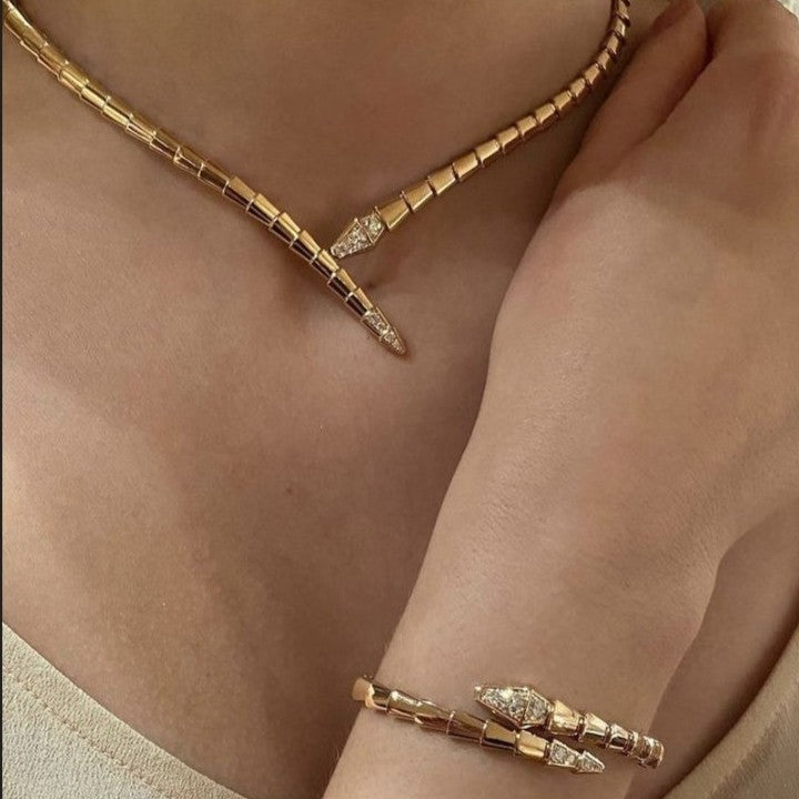 Bulgari Serpenti Necklace and Bracelet in lifestyle photo