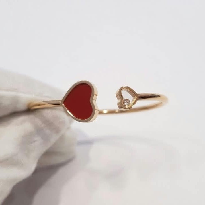 Chopard Happy Hearts Bangle in Burgundy – 18K Rose Gold, Size 17
