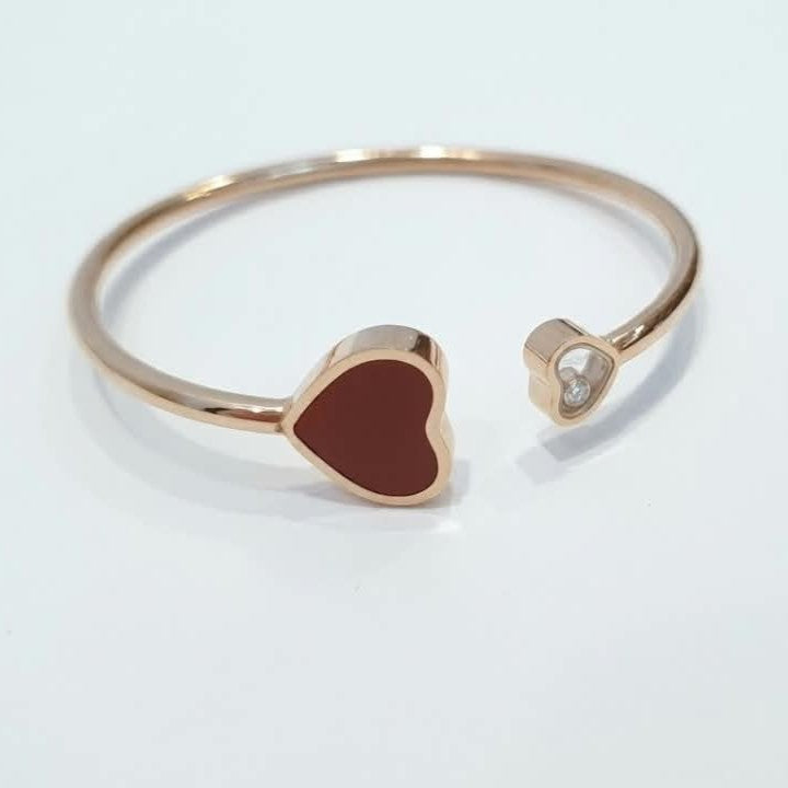 Chopard Happy Hearts Bangle in Burgundy – 18K Rose Gold, Size 17