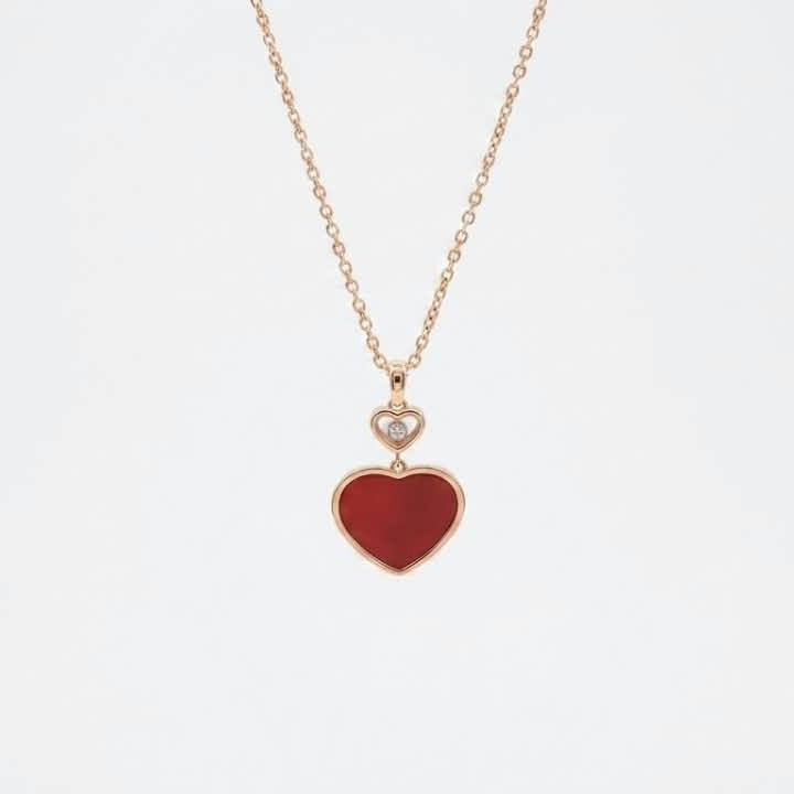Chopard Happy Hearts Pendant in Burgundy – 18K Rose Gold, 45cm necklace