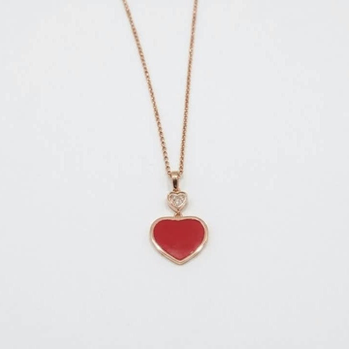 Chopard Happy Hearts Pendant in Red – 18K Rose Gold, 45cm necklace