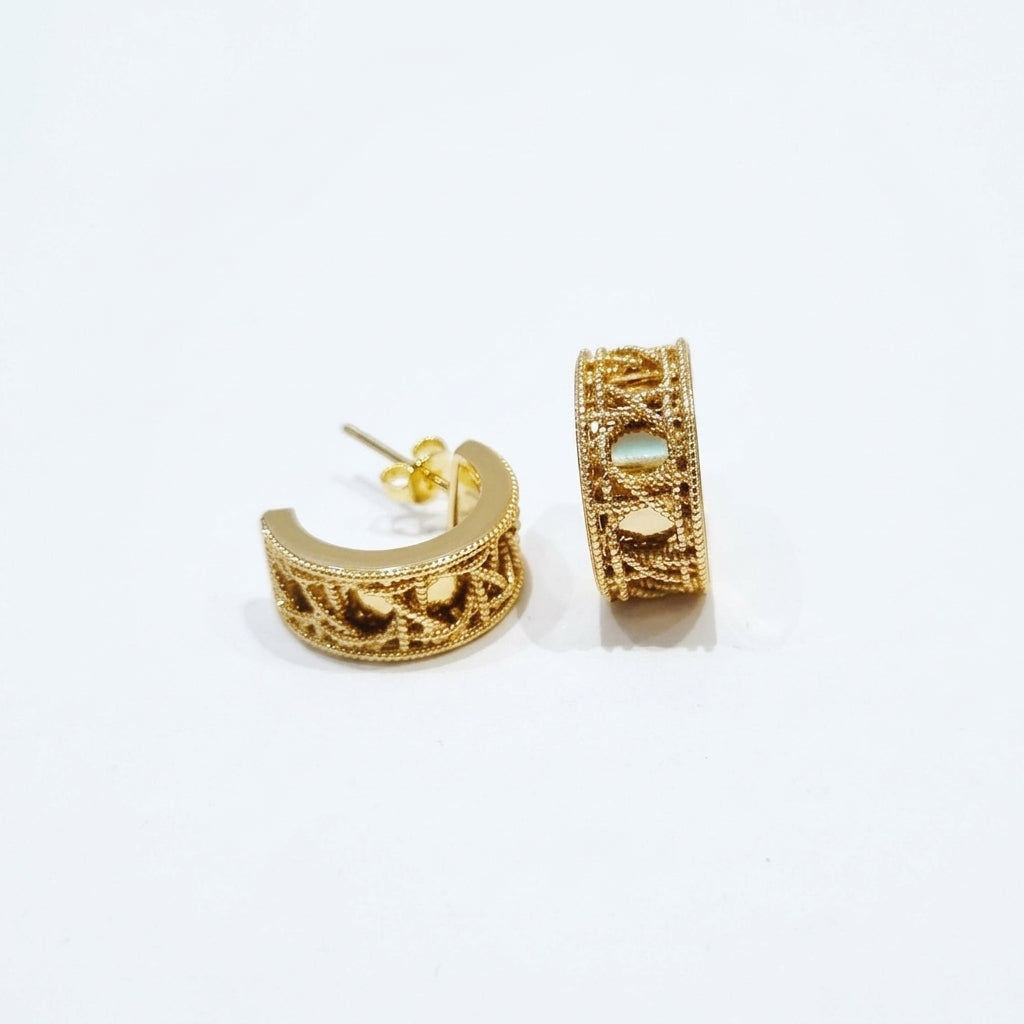 My Dior Earrings - gold-plated filigree hoop earrings, back and side view