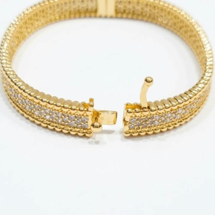 Van Cleef Perlee Bangle - 3 rows of Zircon