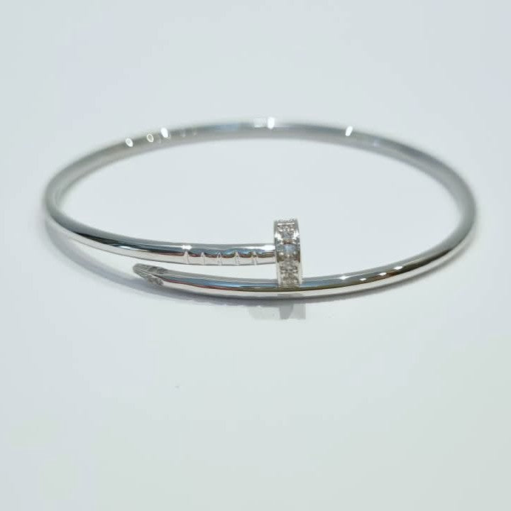 Cartier Clou Slim Bangle in Silver – close-up