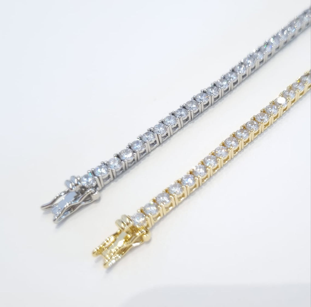 Gold-plated tennis bracelet with cubic zirconia stones – 7ola Accessories