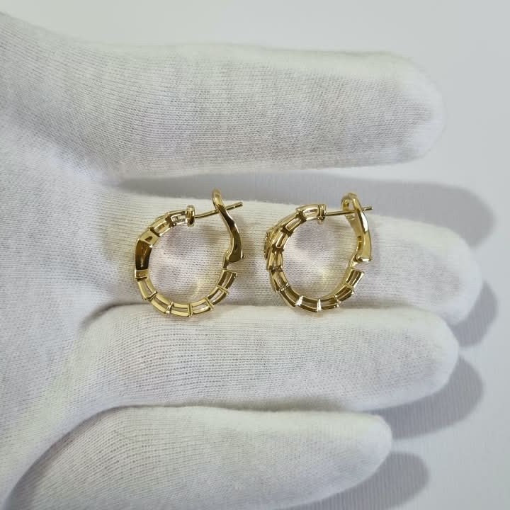 Bulgari Serpenti gold-plated hoop earrings with cubic zirconia accents - side view