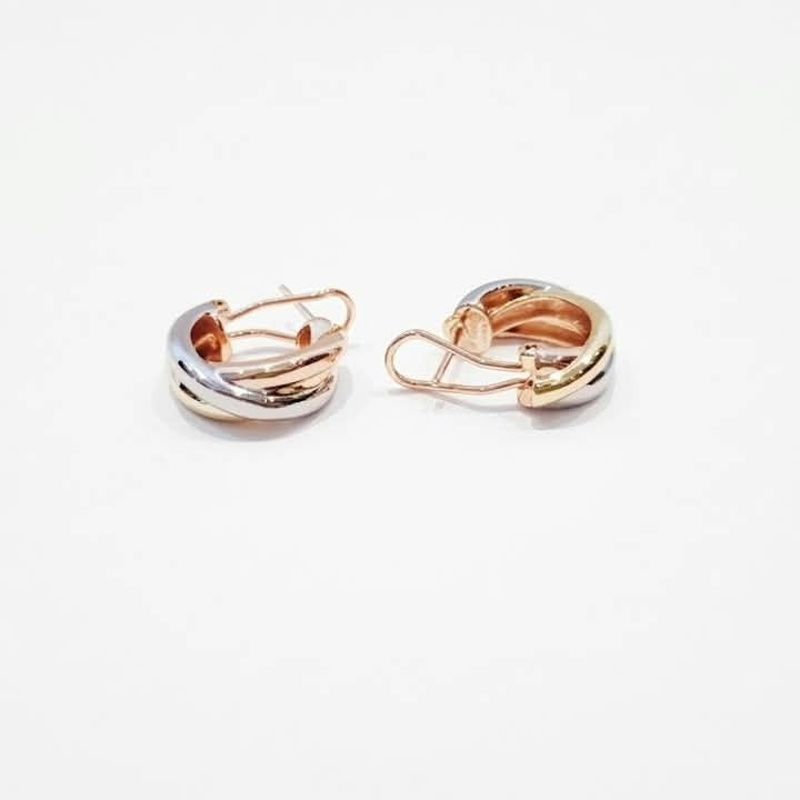 Cartier Trinity Earrings worn – three-tone gold plated everyday earrings